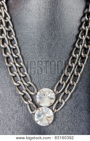 Vintage Fashion Antique Colorful Jewelry Necklace On Black Mannequin Mode