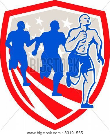 American Crossfit Runners Usa Flag Retro