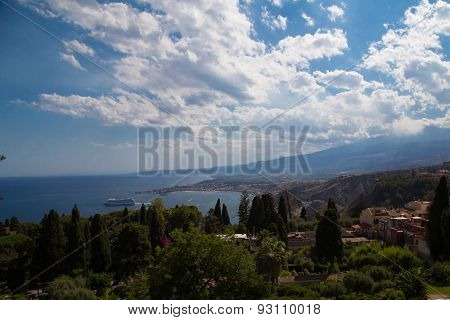 Overlooking The Ionian Sea At Taormina, Sicily