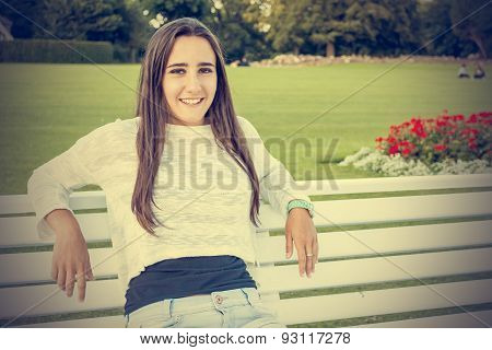 Beautiful Teen On A Bench