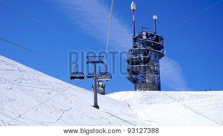 Suspended Ski Cable Car View And Station Titlis