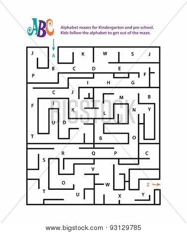 Alphabet mazes for Kindergarten and pre school.