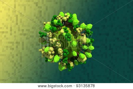 Our Isolated Planet With Trees On A Background