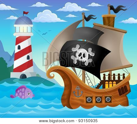 Pirate ship topic image 4 - eps10 vector illustration.