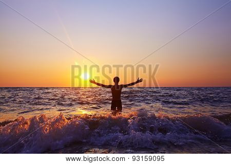 man at sunset