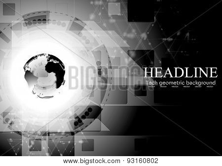 Black shiny abstract technology background. Vector design