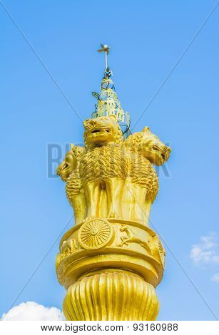 Old Temple With White Cloud And Blue Sky