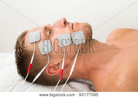 Man With Electrodes On Face