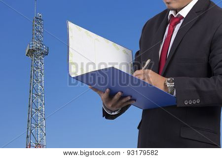Business, Writing, Note Pad On Construction Background