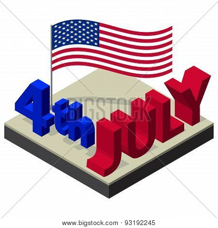 Isometric Independence Day Vector Design July Fourth