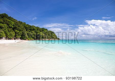 Beautiful Crystal Clear Sea And White Sand Beach At Tachai Island, Andaman, Thailand