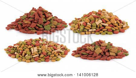 Closeup dog food isolated on white background