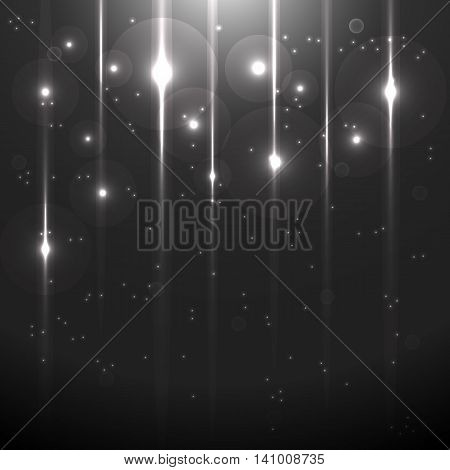 White lights glow in the dark abstract background stock vector