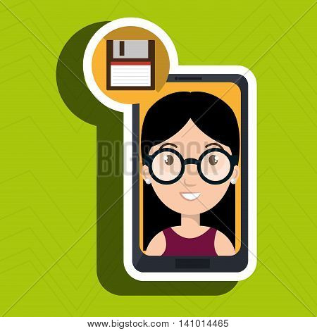 smartphone person tecnology floopy vector illustration graphic
