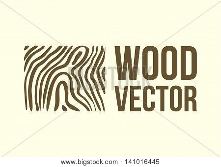 Wood texture logo symbol icon illustration with text