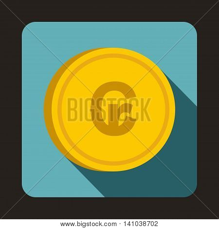 Coin Cruzeiro icon in flat style with long shadow. Monetary currency symbol