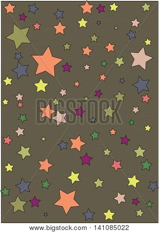 Beautiful, bright background. Decorative pattern with stars. Seamless pattern can be used for wallpaper pattern fills web page background surface textures kids design. Vector illustration. Print for fabric.