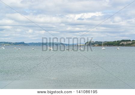 scenery around the Roadstead of Brest in the Finistere department in Brittany France