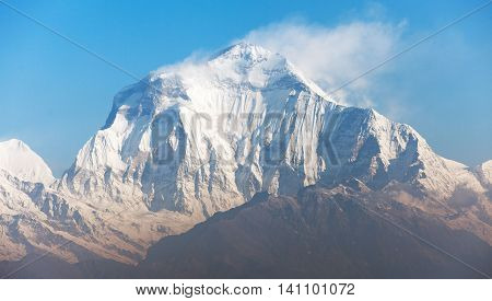 Morning panoramic view of Mount Dhaulagiri from Poon Hill view point Nepa