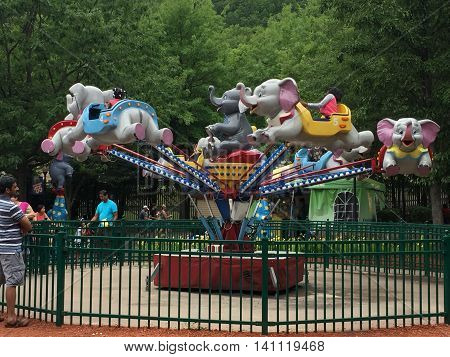 BRISTOL, CT - JUL 9: Lake Compounce in Bristol, Connecticut, as seen on July 9, 2016. Opened in 1846, it is the oldest continuously-operating amusement park in the United States.