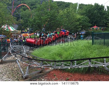BRISTOL, CT - JUL 9: Lake Compounce in Bristol, Connecticut, as seen on July 9, 2016. Opened in 1846, it is the oldest continuously-operating amusement park in the United States.