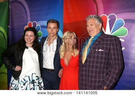LOS ANGELES - AUG 2:  Maddie Baillio, Derek Hough, Kristin Chenoweth, Harvey Fierstein at the NBCUniversal TCA Summer 2016 Press Tour at the Beverly Hilton Hotel on August 2, 2016 in Beverly Hills, CA