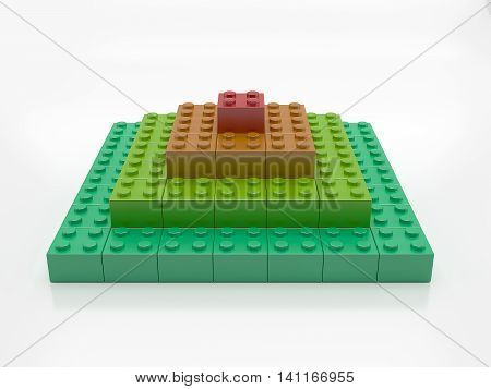 Rainbow blocks pyramid - Concept -Isolated.3D illustration