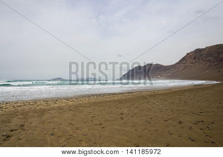 The coast of Atlantic ocean on Lanzarote island Canary islands Spain