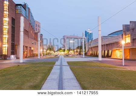 Toyama City Architecture Building Beautiful In Twilight Time.