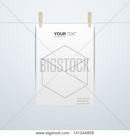 A4 Format paper design with clips and shadow Eps 10 vector illustration