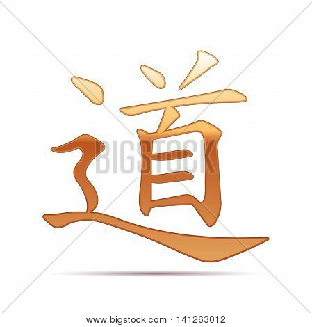 Gold chinese calligraphy, translation meaning Dao, Tao, Taoism icon on white background. Vector Illustration