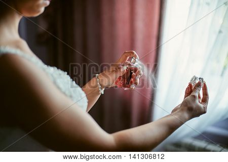 Young Bride Getting Ready At Home In The Morning