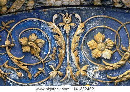 Arkhangel's church facade detail. Moscow Kremlin. UNESCO World Heritage Site.