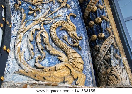 Arkhangel's church facade detail. Moscow Kremlin. UNESCO World Heritage Site.