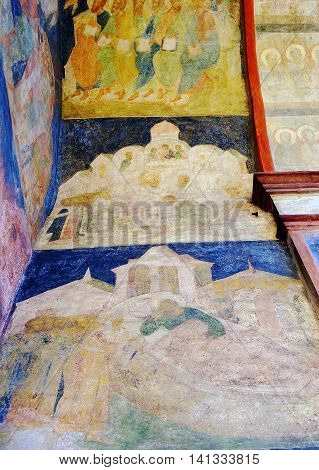 Arkhangel's church facade detail. Moscow Kremlin. UNESCO World Heritage Site.