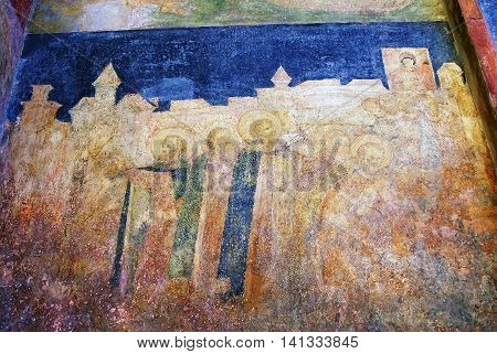 Arkhangel's church facade. Moscow Kremlin. UNESCO World Heritage Site.