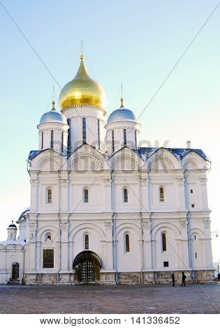 Arkhangel's church in winter. Moscow Kremlin. UNESCO World Heritage Site.