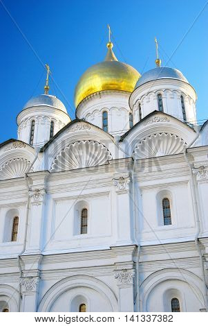 Arkhangel's church in winter. Moscow Kremlin. UNESCO World Heritage Site.