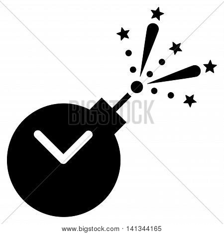 Time Fireworks Charge vector icon. Style is flat symbol, black color, rounded angles, white background.