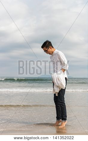 Young Fellow On China Beach In Danang In Vietnam