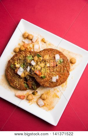 Aloo Tikki  or cutlet or aalu patties - A north Indian snack made of boiled potatoes and various spices