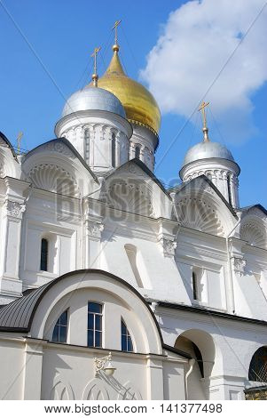 Arkhangel's church in winter. Moscow Kremlin. UNESCO World Heritage Site.