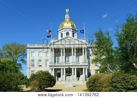 New Hampshire State House, Concord, New Hampshire, USA. New Hampshire State House is the nation's oldest state house, built in 1816 - 1819.