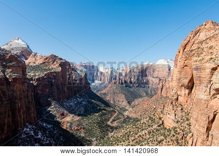 Over look canyon in Zion National Park, Utah