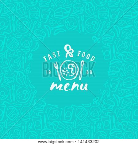 Stock vector fast food cover for menu. Print on green background