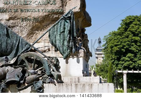 Detail of Monument to General Martinez Campos. It is located at Retiro Park Madrid Spain. It was designed by Mariano Benlliure and inaugurated on January 28 1907.