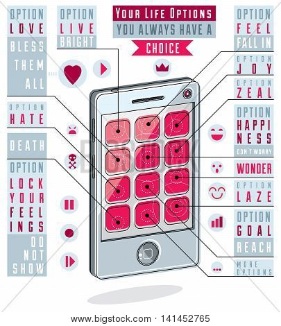 Infographics template cell phone smatphone options vector illustration.