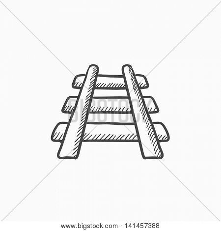 Railway track vector sketch icon isolated on background. Hand drawn Railway track icon. Railway track sketch icon for infographic, website or app.