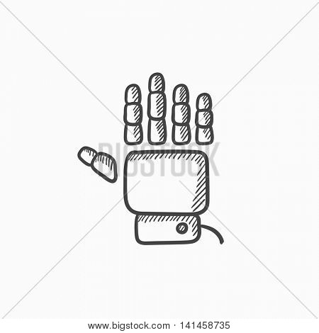 Robot hand vector sketch icon isolated on background. Hand drawn Robot hand icon. Robot hand sketch icon for infographic, website or app.