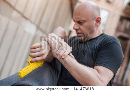 Gun Disarm. Self Defense Techniques Against A Gun Point.